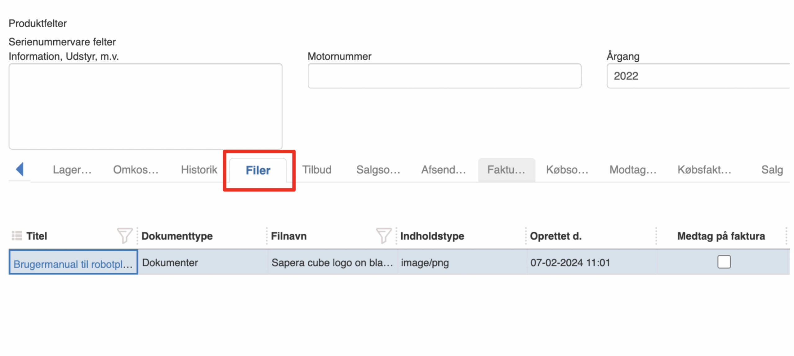 Vedhæft serviemanual til serievare i Sapera - Hjælpecenteret